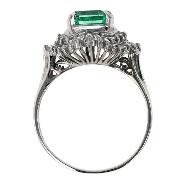 Pt900 プラチナ リング エメラルド 1.00ct ダイヤモンド 0.30ct