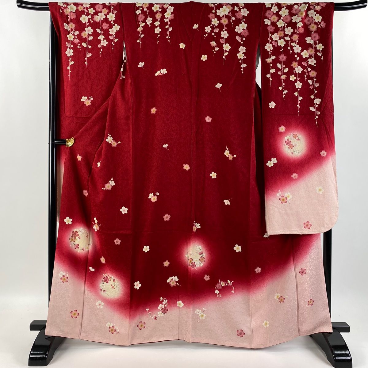 【大幅値下げ中！⠀】美品 振袖 赤 長襦袢付き 振袖 身丈165cm 裄丈60cm S 袷 桜 金糸 刺繍 赤 正絹 美品 秀品
