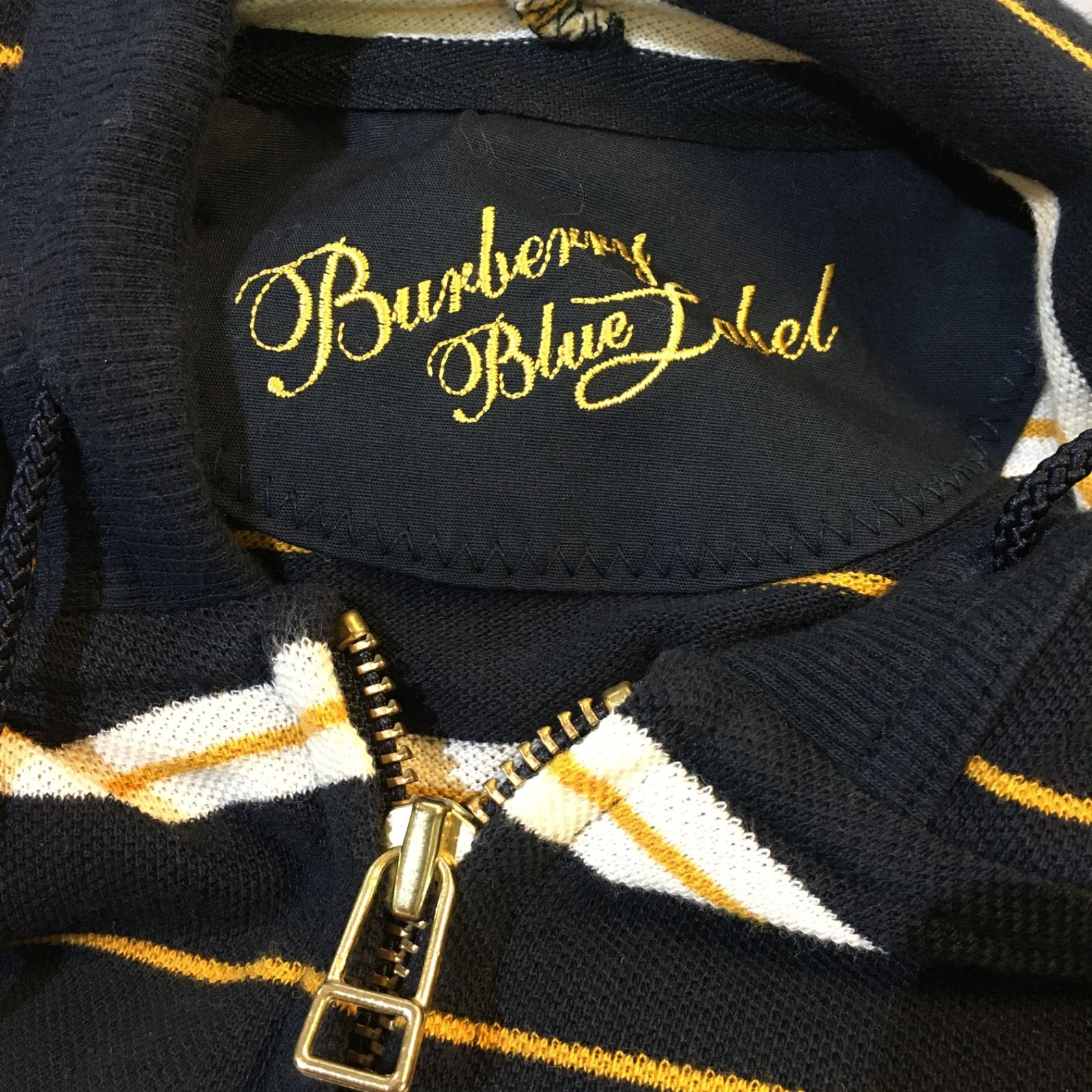 BURBERRY London blue label 七分袖フード付きジップパーカー ボーダー