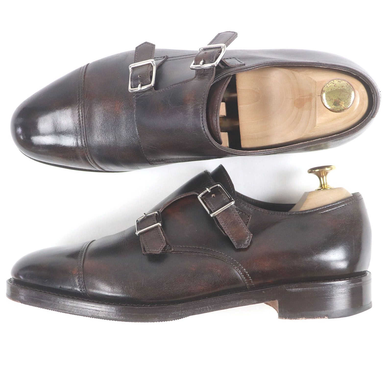 John Lobb ジョンロブ ウィリアム ミュージアムカーフ 9795ラスト ダブルモンクストラップ ドレスシューズ ダークブラウン 7.5 E イングランド製 メンズ