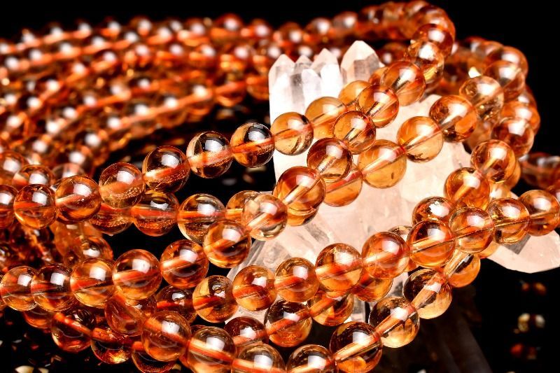 濃色山入り シトリンファントム 6.5mm 3連タイプ ブレスレット 1個売り パワーストーン 天然石 _BG3567-65
