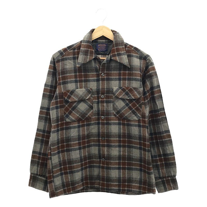 PENDLETON / ペンドルトン | 推定1970s～ vintage / ヴィンテージ usa製 ウール チェック オープンカラーシャツ | S | ブラウン/グレー系 | メンズ
