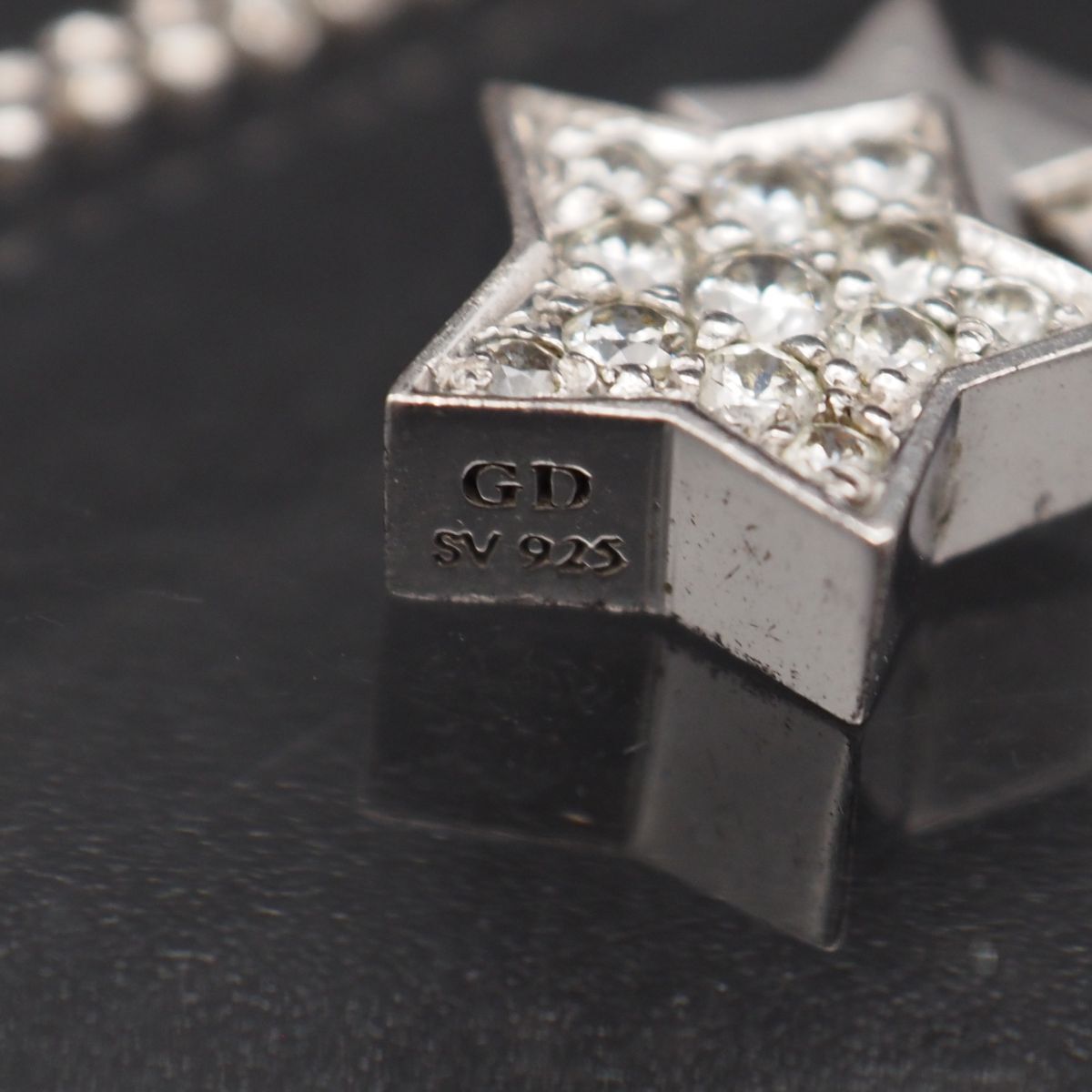 シルバー925刻印あり　手作り　スターデザイン　ダイヤ付き　ペンダントトップ シルバー925刻印あり 手作り スターデザイン ダイヤ付き