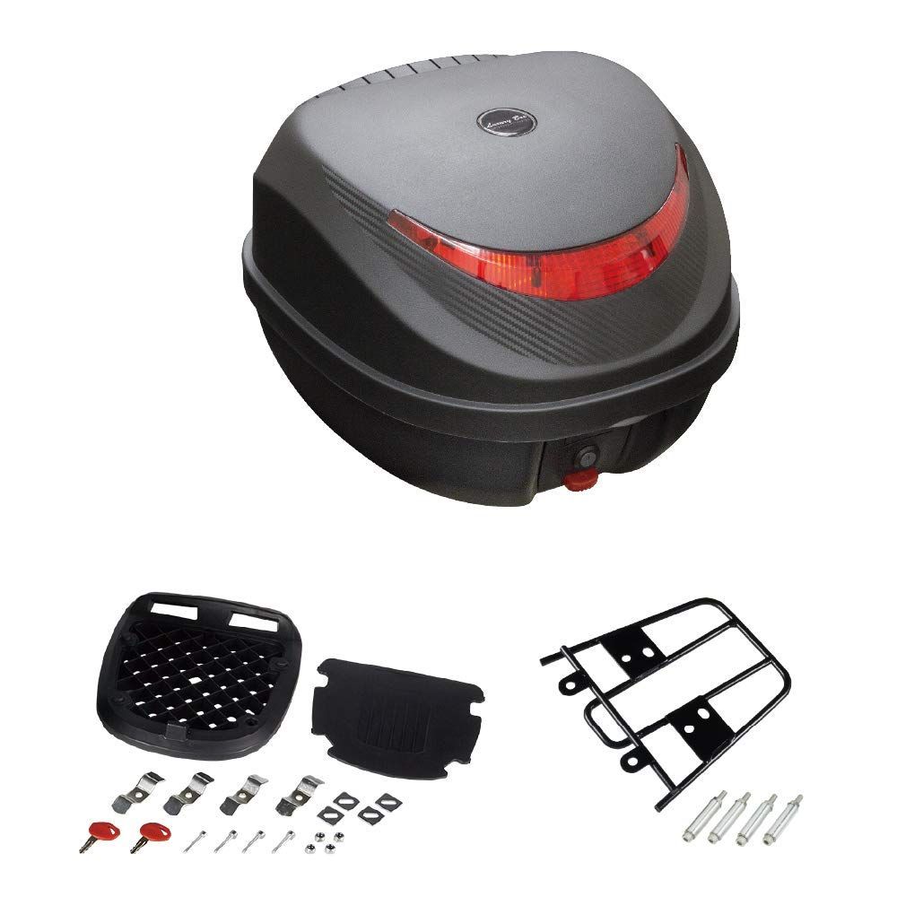 Color ブラック バイクパーツセンター Bike Parts Center リアボックス 32L ブラック×レッド バックレスト付PCX125|150 リアキャリアセット
