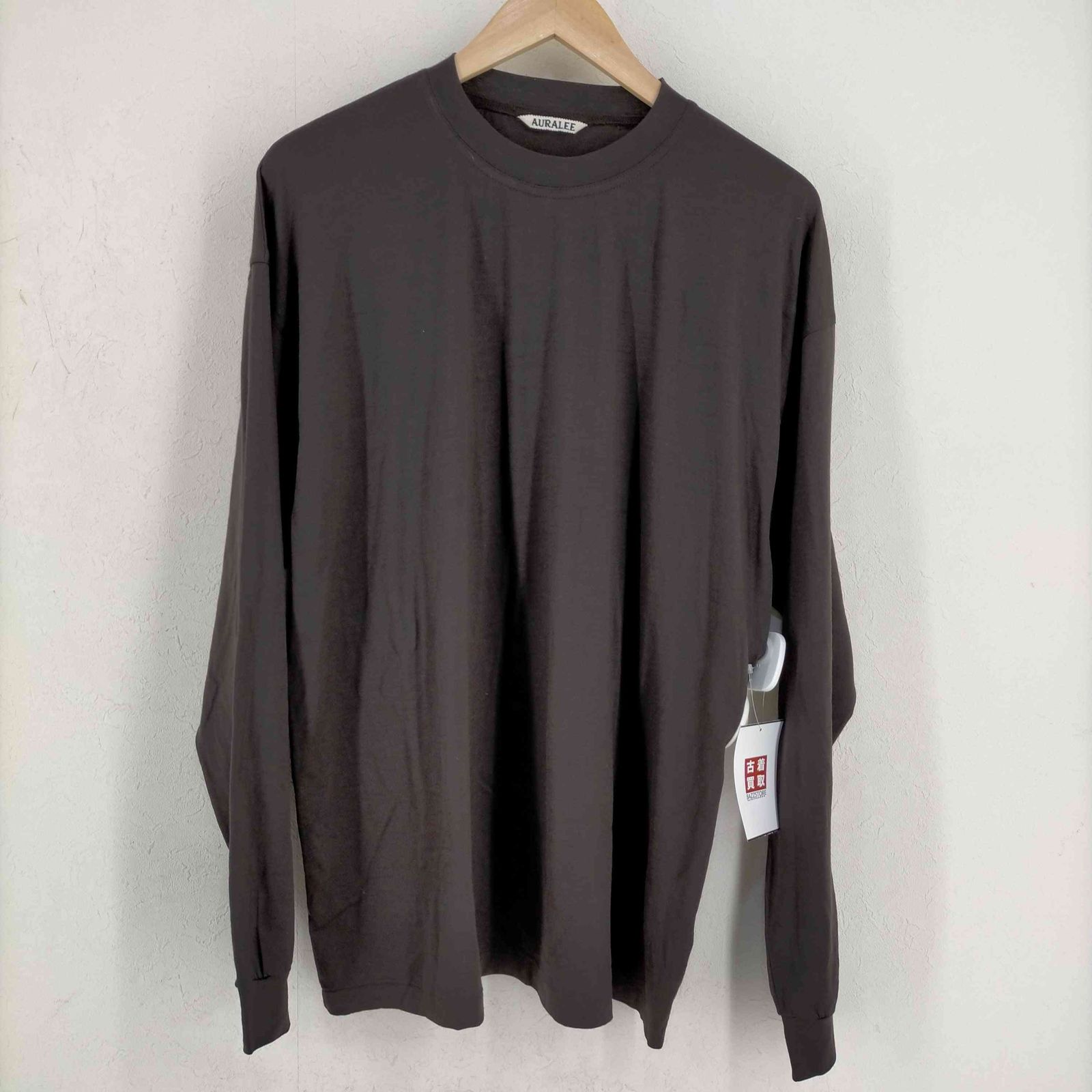 オーラリー AURALEE WASHABLE LIGHT WOOL JERSEY L/S TEE DARK BROWN