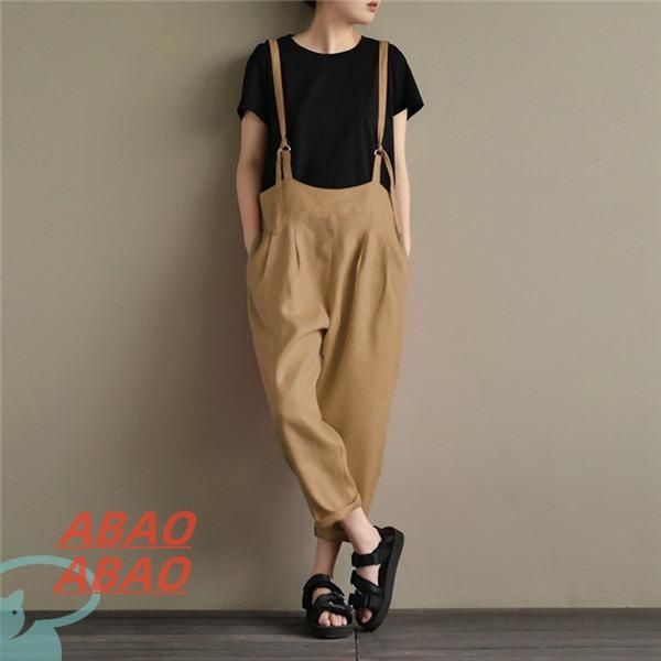 オーバーオール　サロペット　レディース　パンツ　春　夏　秋　オールインワン　ゆったり　ロング丈　ワイドパンツ着痩せズボンプリントボトムス 大 オールインワン サロペット オーバーサイズサロペット