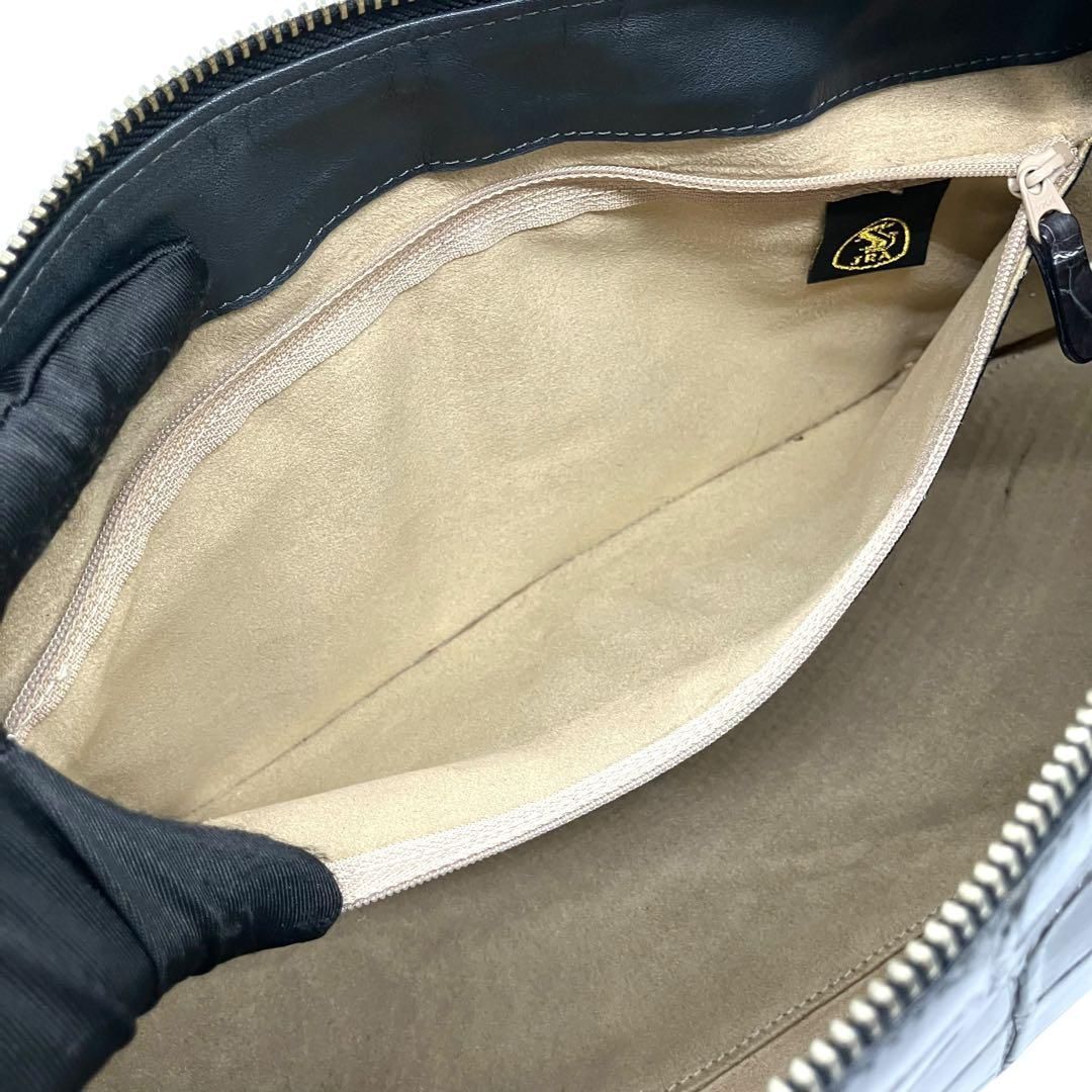 良品 2132 JRA 本クロコダイル ワンショルダーバッグ グレー系