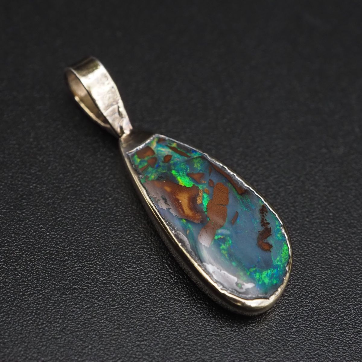 G116 オパール STG SIL刻印 ペンダント トップ ゴールド デザイン シルバー チャーム ヘッド ヴィンテージ 10月誕生石