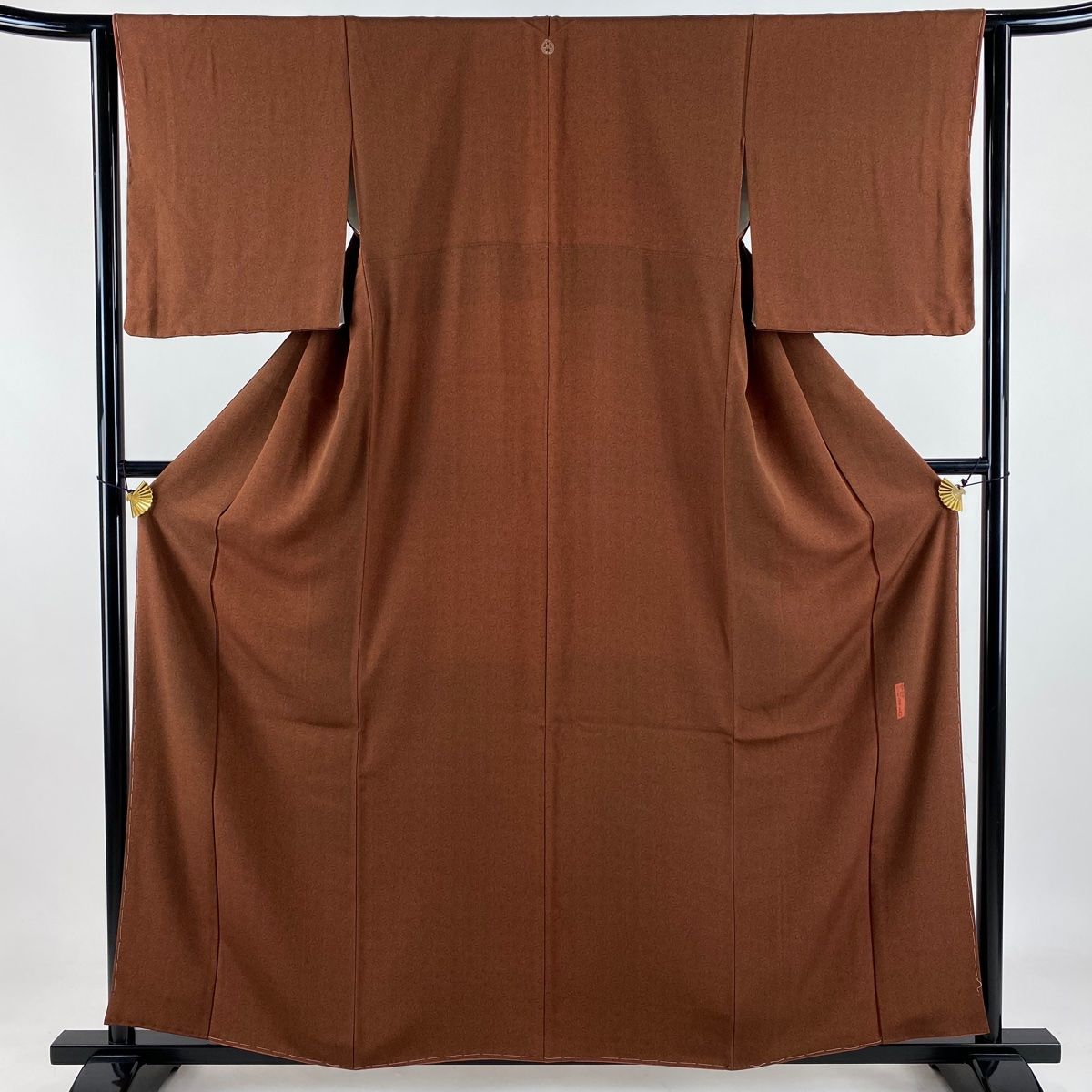 江戸小紋 身丈159cm 裄丈64.5cm M 袷 人間国宝 中村勇二郎 落款 古代菊 赤茶 正絹 一つ紋