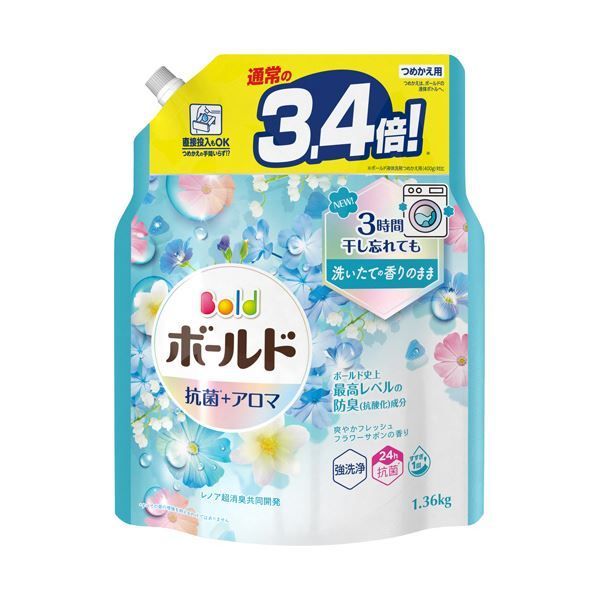 まとめ P＆Gボールドジェル 爽やかフレッシュフラワーサボンの香り つめかえ用 超ジャンボサイズ 1.36kg 1パック ×5セット