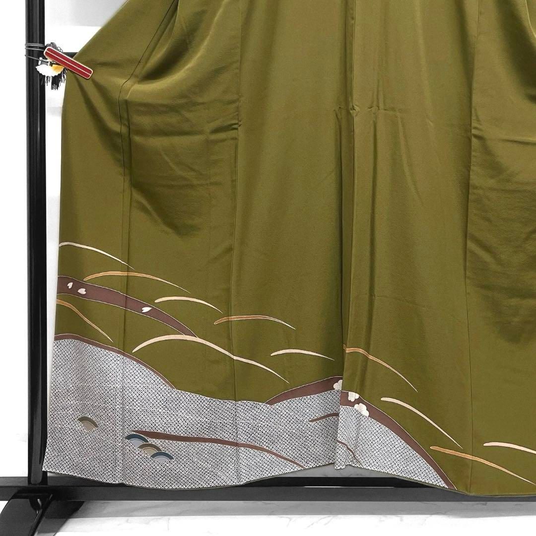 大久保玄才 付け下げ 鹿の子 芝草 扇 金彩 紋無し 着物 063a d - メルカリ 