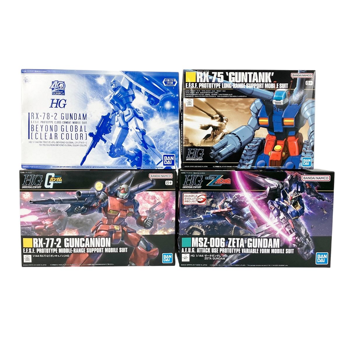 BANDAI SPIRITS HG 1|144 RX-78-2 ガンダム RX-75 ガンタンク RX-77-2 ガンキャノン MSZ-006 ゼータガンダム プラモデル 4点セット 未組立 Y10469664