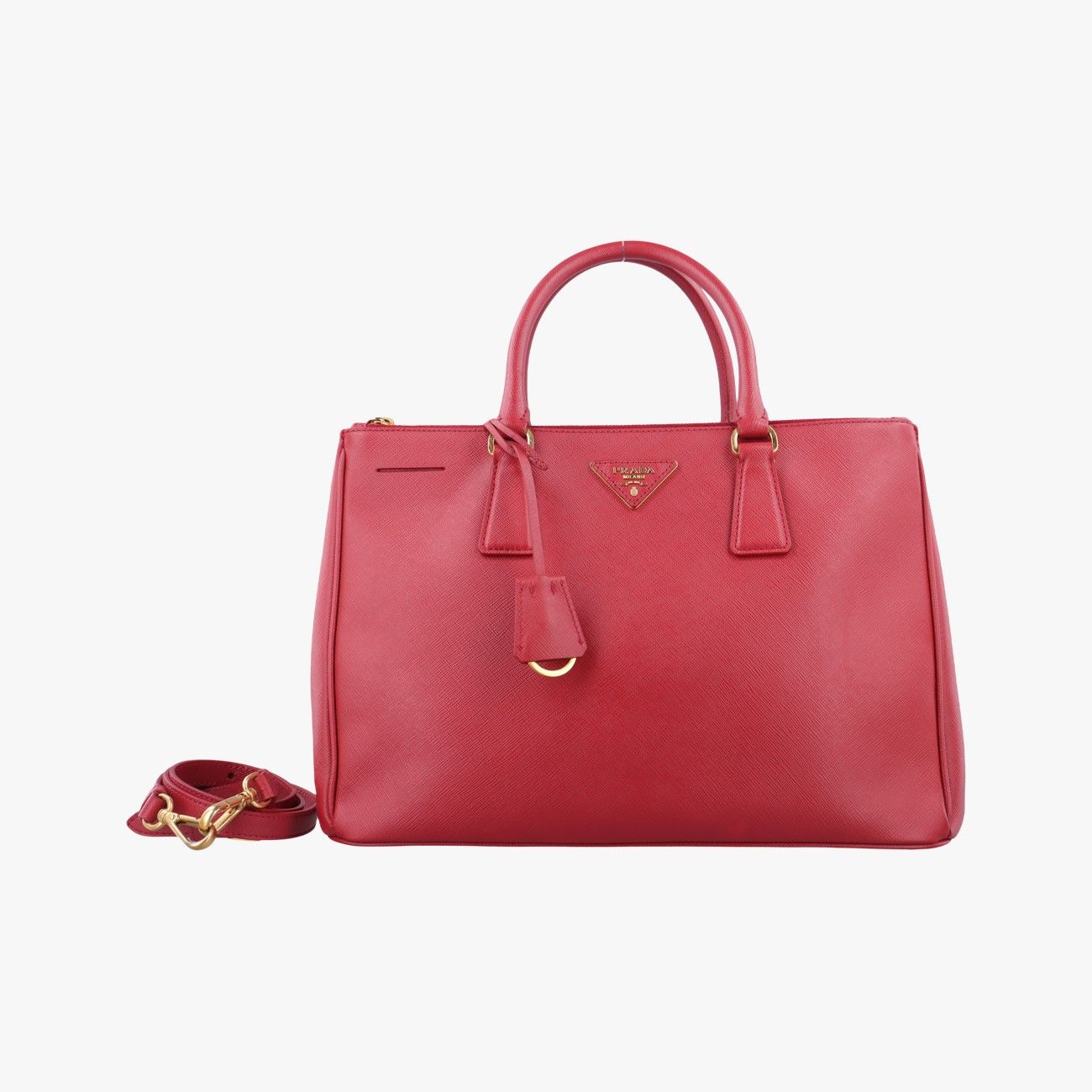 PRADA■プラダ ロゴ サフィアーノ レザーバック レッド PRADA プラダ 三角ロゴプレート サフィアーノ 斜め掛け