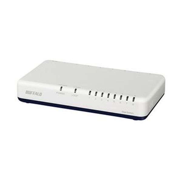 （まとめ）バッファロー Giga対応スイッチングハブ プラスチック筐体 電源外付けモデル 8ポート ホワイト LSW6-GT-8EP/WH 1台