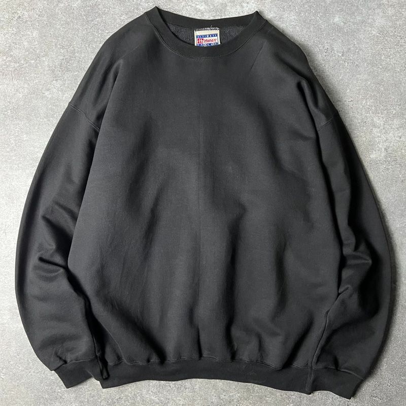 90s USA製 Hanes 無地 スウェット トレーナー L / 90年代 ヘインズ アメリカ製 オールド ブラック 黒 裏起毛 スエット