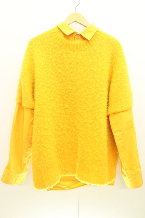 【中古】 sacai メンズニット セーター 3 Rip Stop x Knit Pullove sacai 3 黄 イエロー 無地