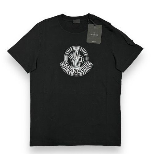 新品 MONCLER フェードアウト ロゴ プリント Tシャツ ブラック 