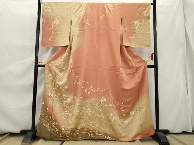 平和屋着物○訪問着 飛鶴雪輪花文 蛍暈し 金彩 正絹