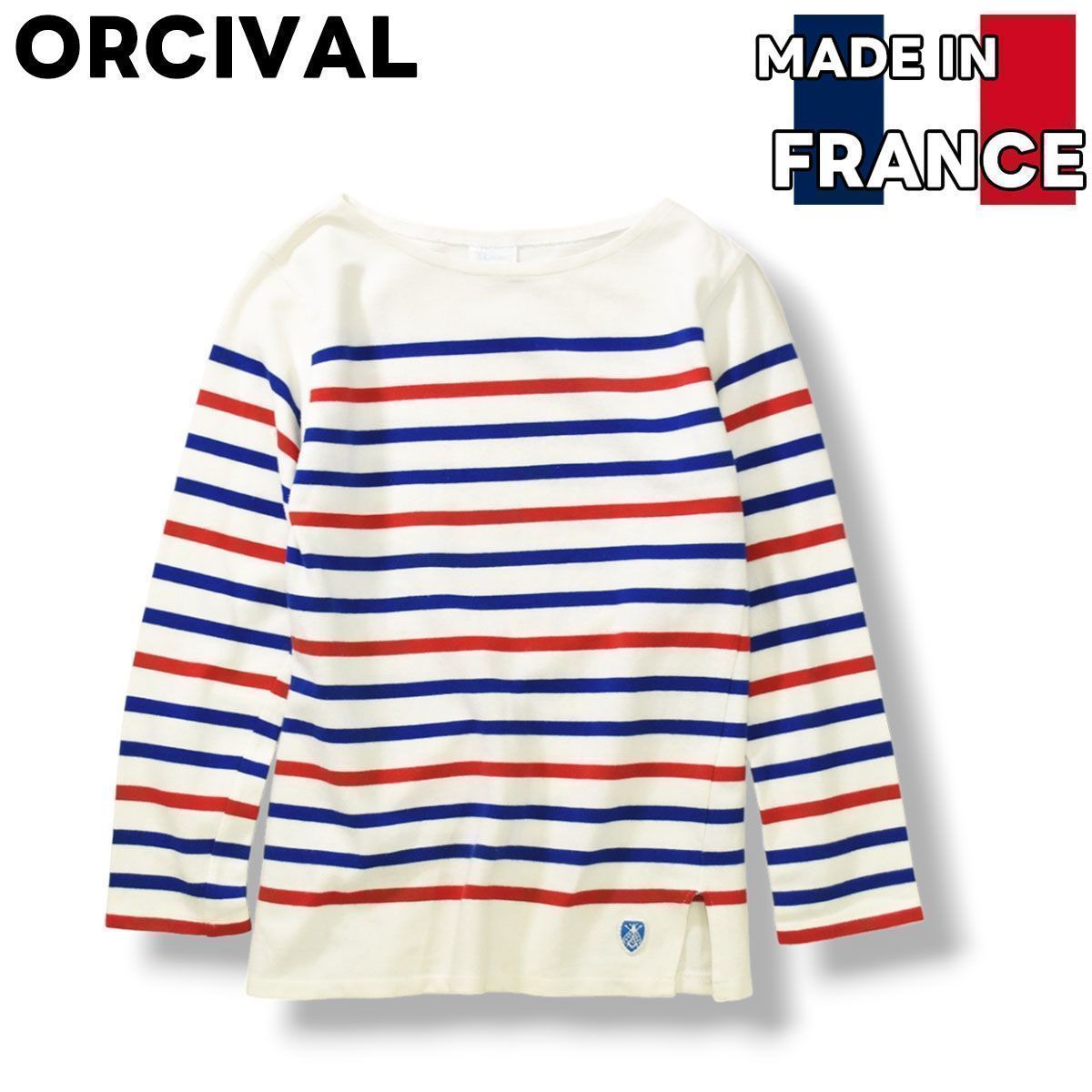 定番】 フランス製 オーシバル ORCIVAL 8分袖 トリコロール ボーダー 