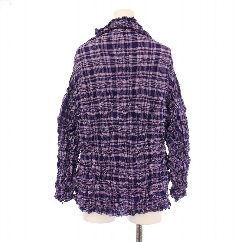 ISSEY MIYAKE me チェック柄長袖トップス ミーイッセイミヤケ me ISSEY MIYAKE シャツ ブラウス 長袖 シワ