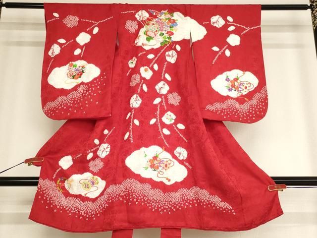 お値下げ中！祝着 平和屋着物[]七五三 女の子 3歳 祝着 のしめ 絞り 刺繍 花鼓文
