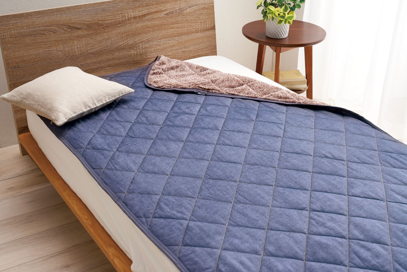 デニム調キルト敷パッド2枚セット