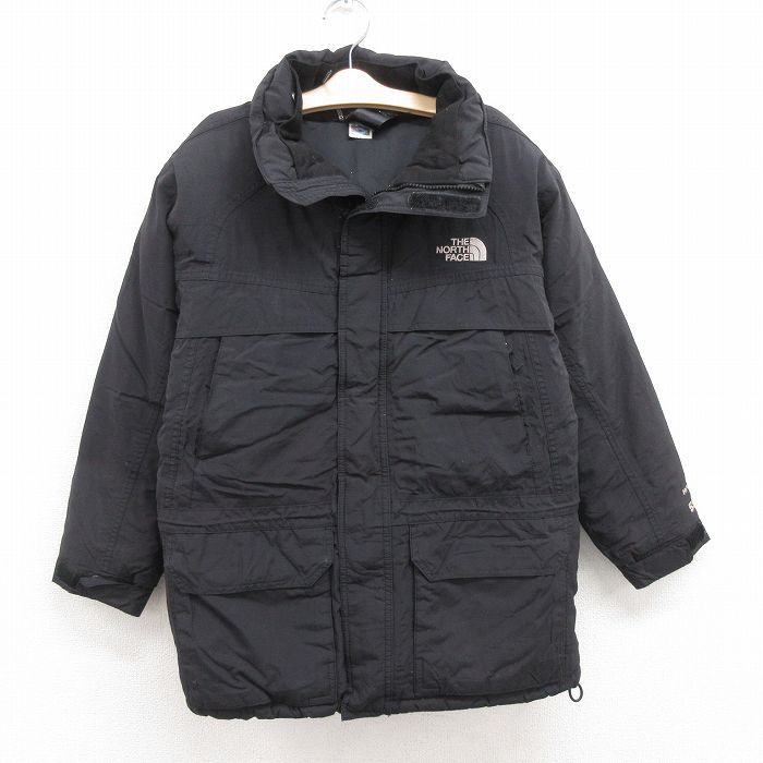 古着 ノースフェイス 長袖 ナイロン ダウン ジャケット キッズ ボーイズ 子供服 ワンポイントロゴ 黒 ブラック 24feb06