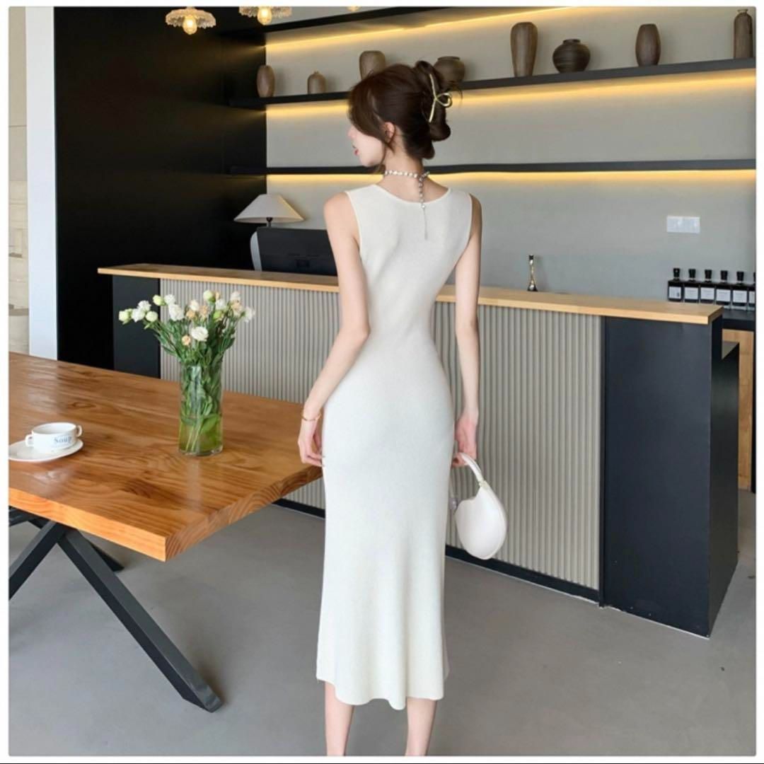 着痩せノースリーブロングドレス