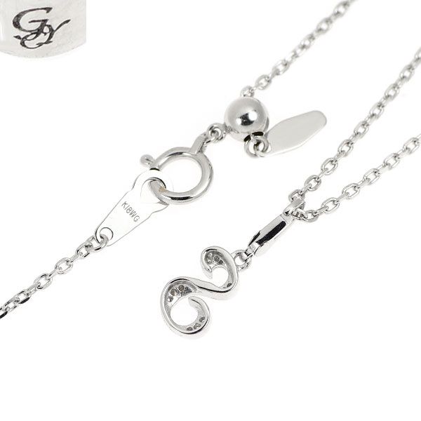 【待望★】 ゆきざき 0.03ct ペンダントネックレス ダイヤモンド K18WG アクセサリー