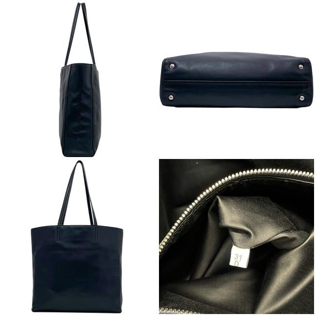 MIU MIU ネイビー本革トートバッグ ミュウミュウ トートバッグ ネイビー 美品 レザー 中古 31/D miu