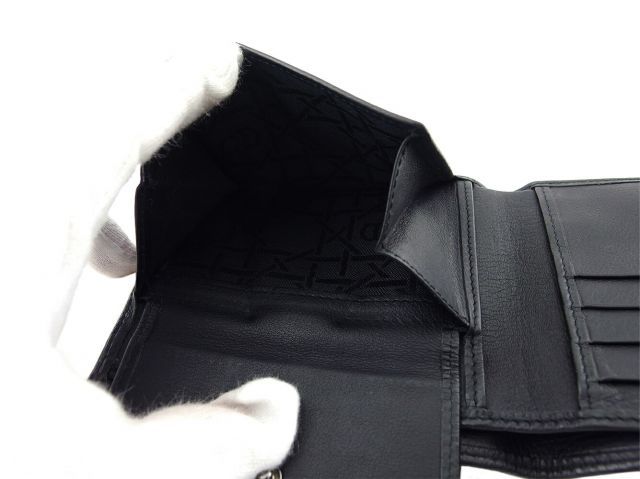 ディオール 二つ折り 財布 ミニ財布 メンズ ロゴプレート ブラック シルバー レザー Dior T20554