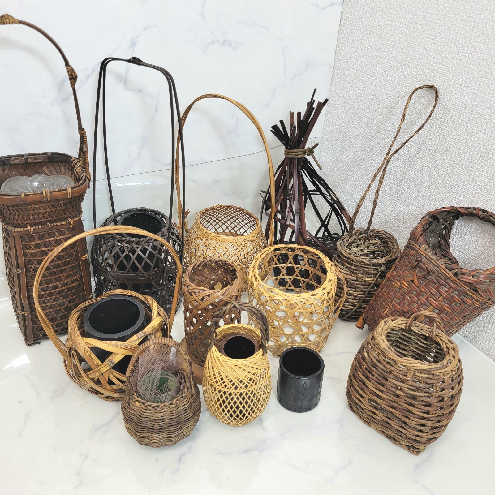 竹旬斎 竹細工 工芸品 古竹編み 花籠 花器