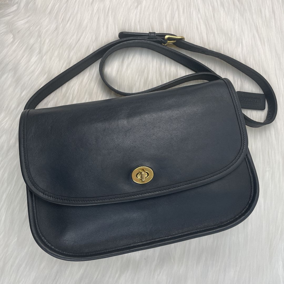 極美品】オールドコーチ ショルダーバッグ 黒 青 ネイビー - old coach