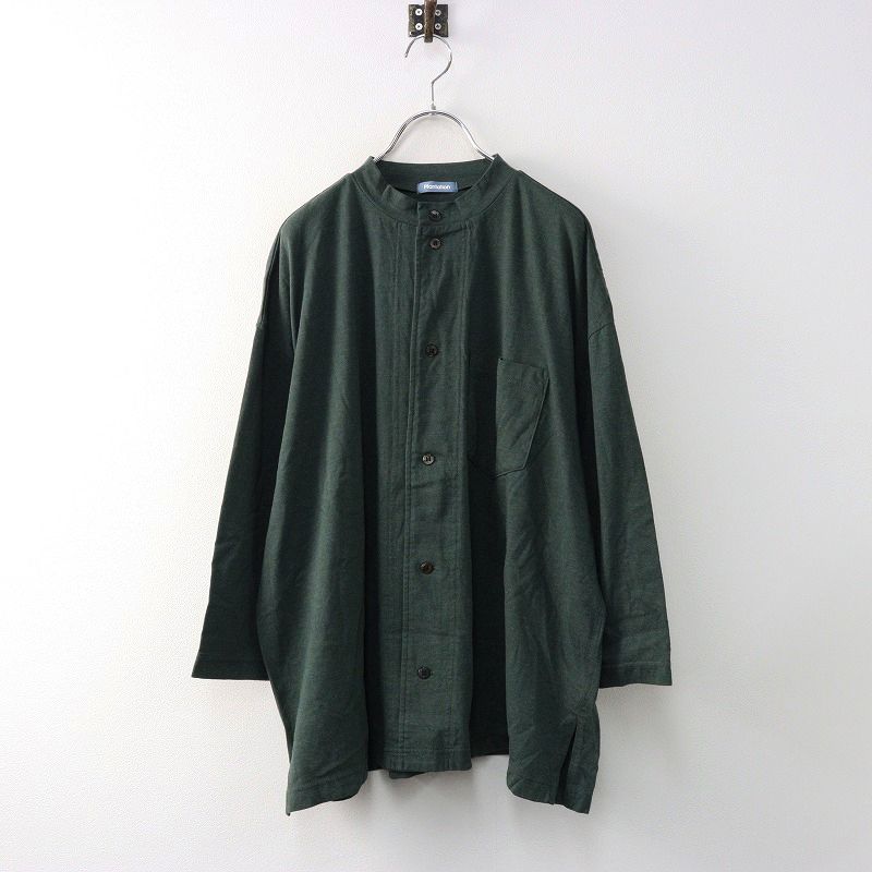 2025SS プランテーション Plantation コットンストレッチバンド ブラウス M|グリーン シャツ カットソー 長袖 2400014400373