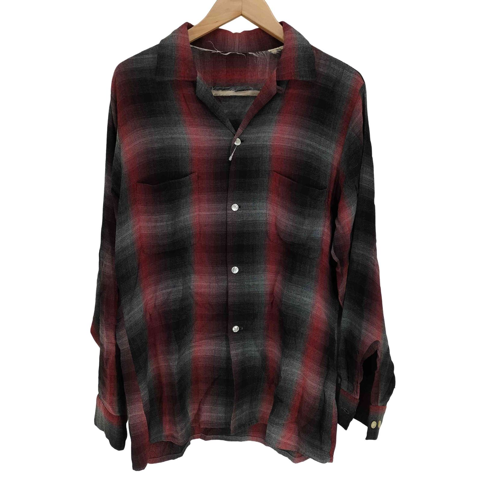 はる ユーズドフルギ USED古着 60S~ レーヨンオンブレチェック開襟シャツ