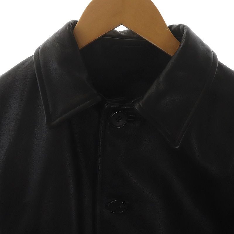 マーガレットハウエル カウレザー カーコート ジャケット アウター S 黒725cm袖丈