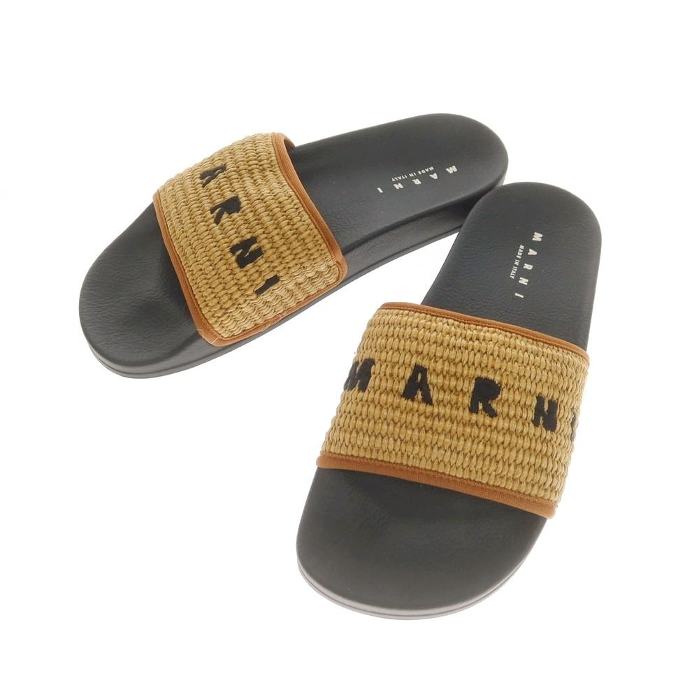 ♥ マルニ MARNI シュート ロゴ サンダル ダークベージュ サイズ41 メンズ