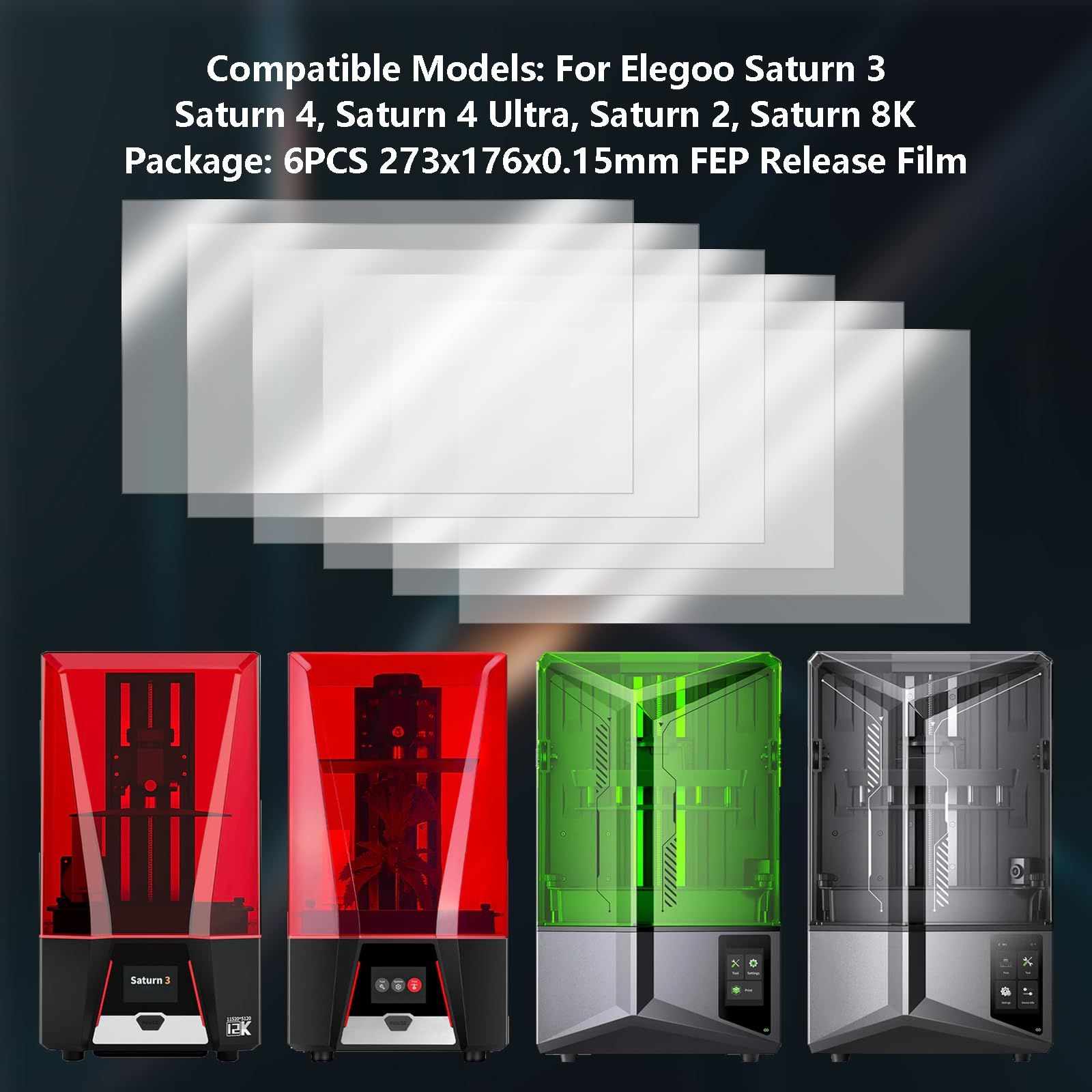 6個 FEP リリース フィルム Saturn 4 3D プリンター 樹脂 タンク FEP リリース フィルム ELEGOO Saturn 2 8K Saturn 3 Ultra Saturn 4 Ultra 273x176x0.15m 273x176mm WWW_OPDRERGINERDOGAN_COM