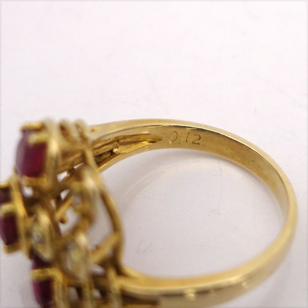 ◇K18 R0.9ct D0.12ct ルビー ダイヤ デザインリング 約11.5号  
