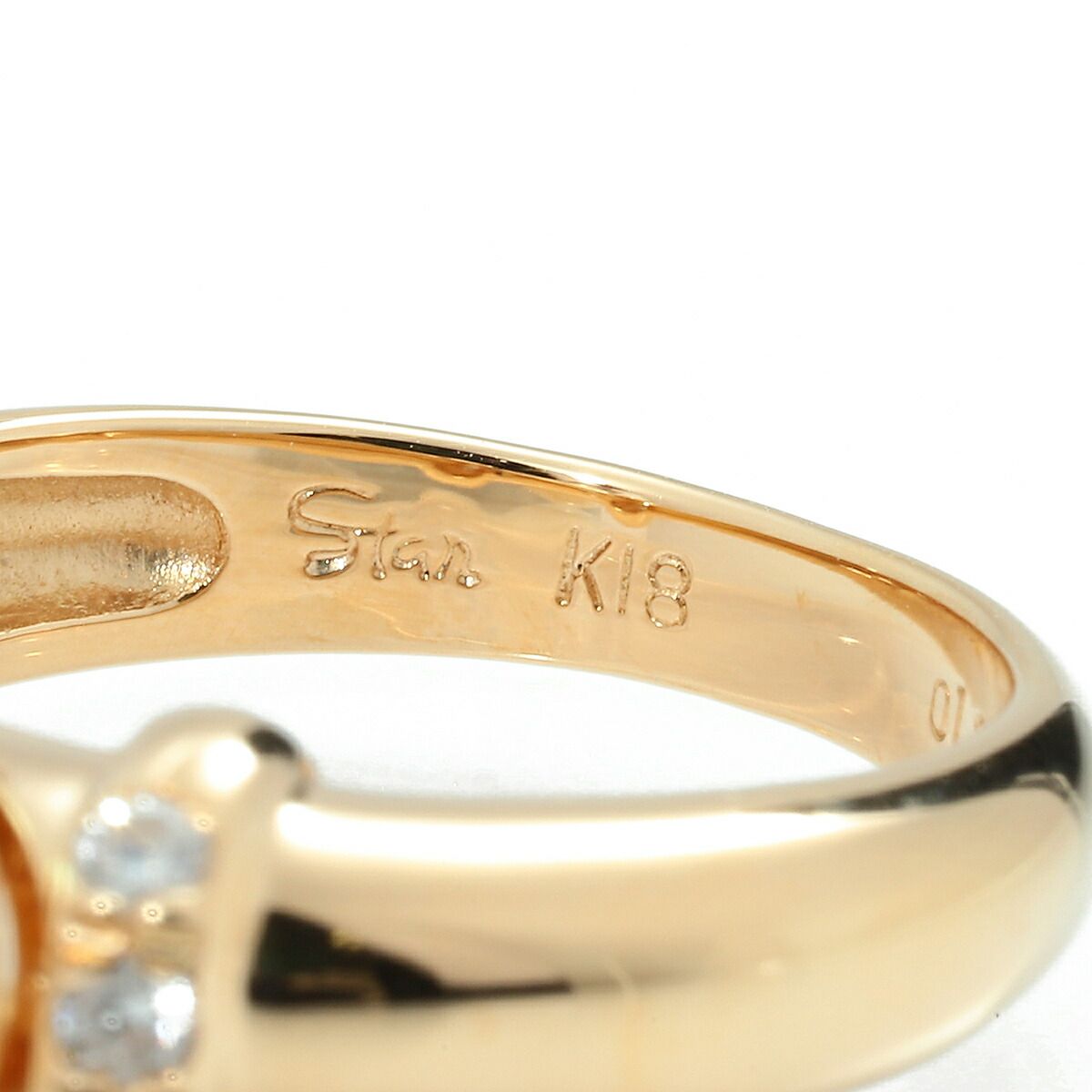 スタージュエリー パールリング 指輪 真珠 7.6mm ダイヤモンド K18 9号  