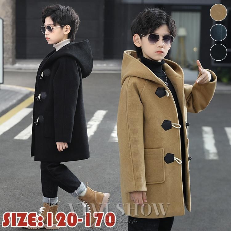 子供服 アウター コート ロング丈 冬 男の子 ジャケット オシャレ ダッフルコート 厚手 キッズ用コート 防寒対策 通学 zzza350645957