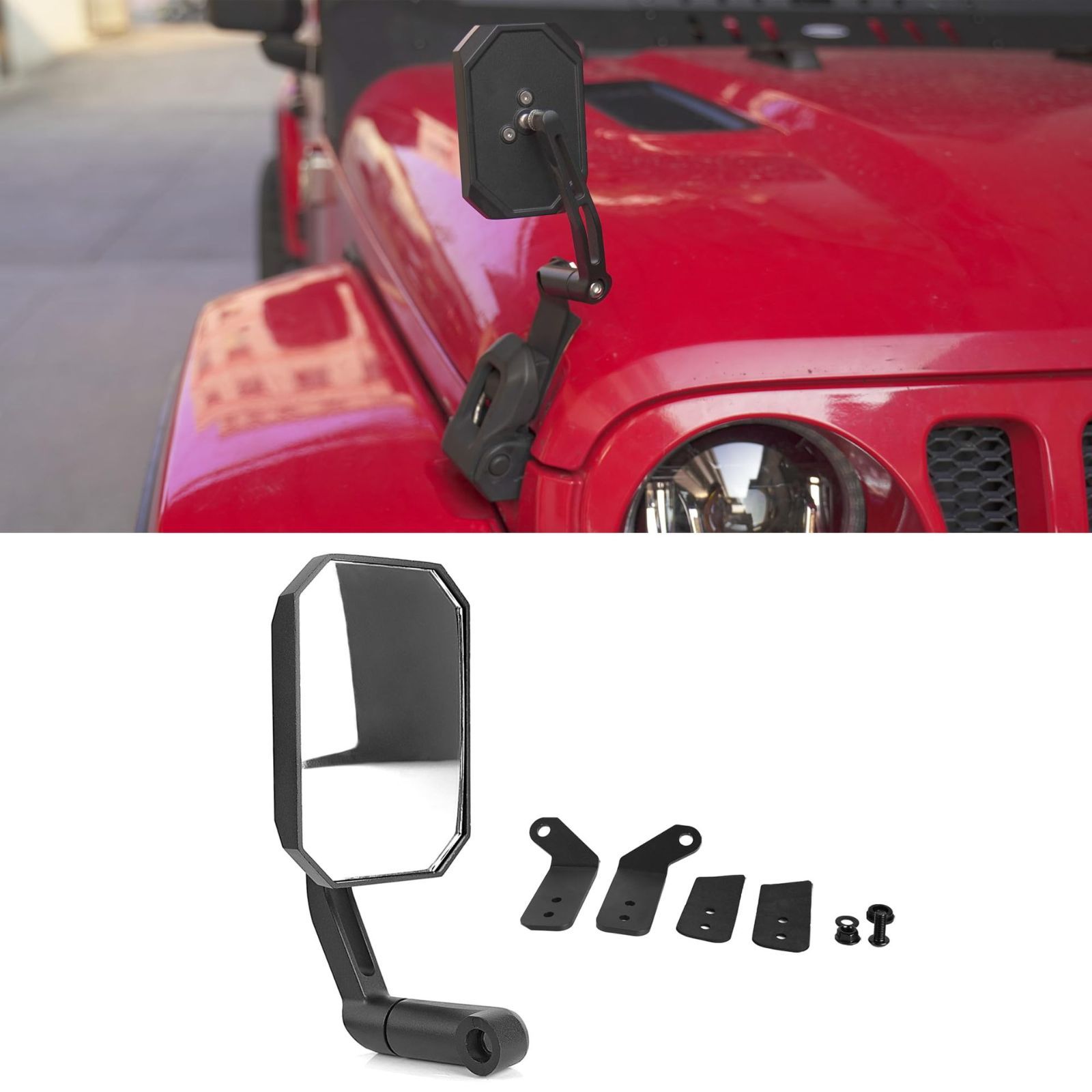 Jeep ジープ Wrangler JK JKU JL JLU対応 ブラインドスポットミラー 広角補助ミラー 視野拡大可動式