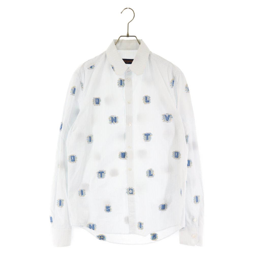 ルイヴィトン サイズ:S  RM212Q DO9 HLS51W プリントストライプ長袖シャツ 中古 OM10 LOUIS VUITTON (ルイヴィトン) 21AW プリントストライプ長袖シャツ