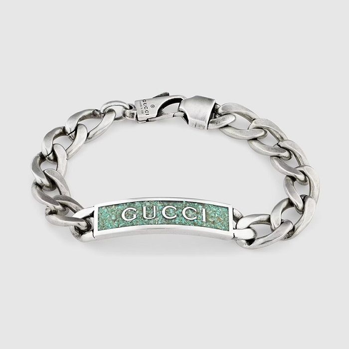 グッチ GUCCI 678712 J8410 9071 ロゴ エナメル プレートタグ ゴル 