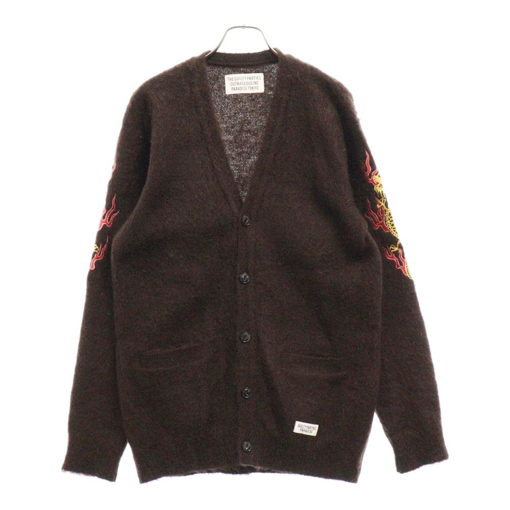 WACKO MARIA (ワコマリア) 18AW DRAGON EMBROIDERY MOHAIR KNIT CARDIGAN ドラゴン刺繍 モヘア  ニット カーディガン ブラウン 18FW-WMK-KN20 - メルカリ