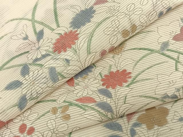 平和屋2□夏物 小紋 絽 草花文 暈し染め 銀彩 逸品 DAAD9289wb