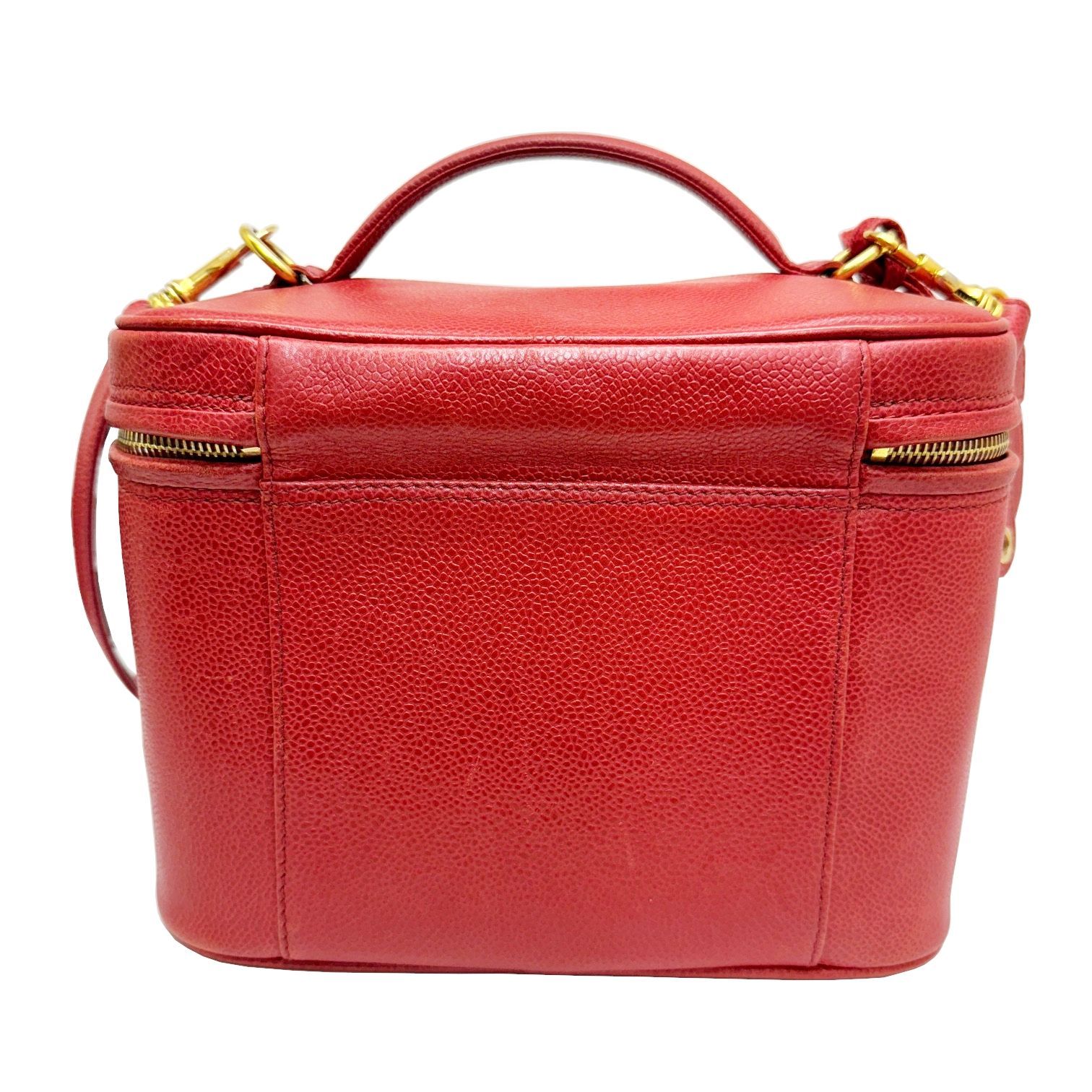 シャネルヴィンテージバニティバッグキャビアスキン赤