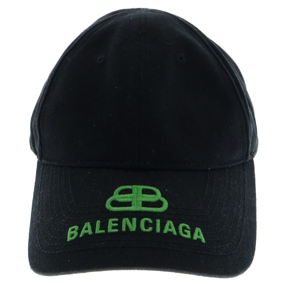 BALENCIAGA (バレンシアガ) BBロゴ ベースボールキャップ 帽子 ブラック/グリーン - メルカリ