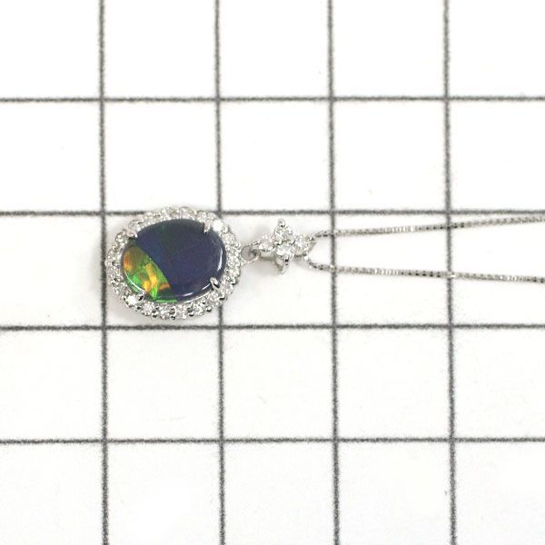 Pt ブラックオパール ダイヤモンド ペンダントネックレス 0.89ct D0