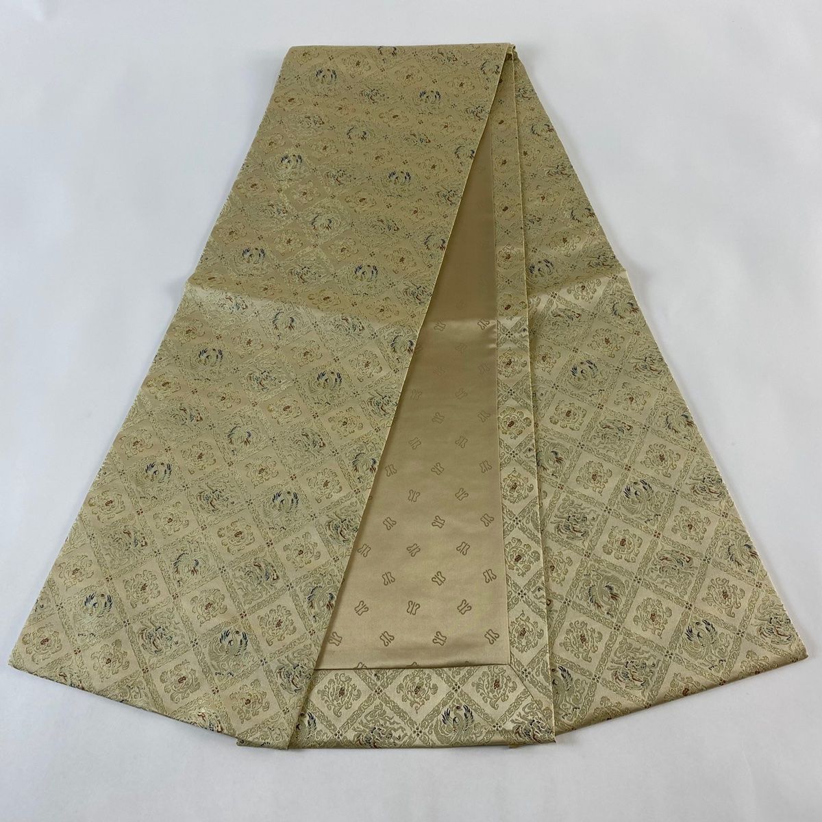 平和屋本店□極上 琉球伝統織物 琉球花織 九寸名古屋帯 紬地 草木染 玉  